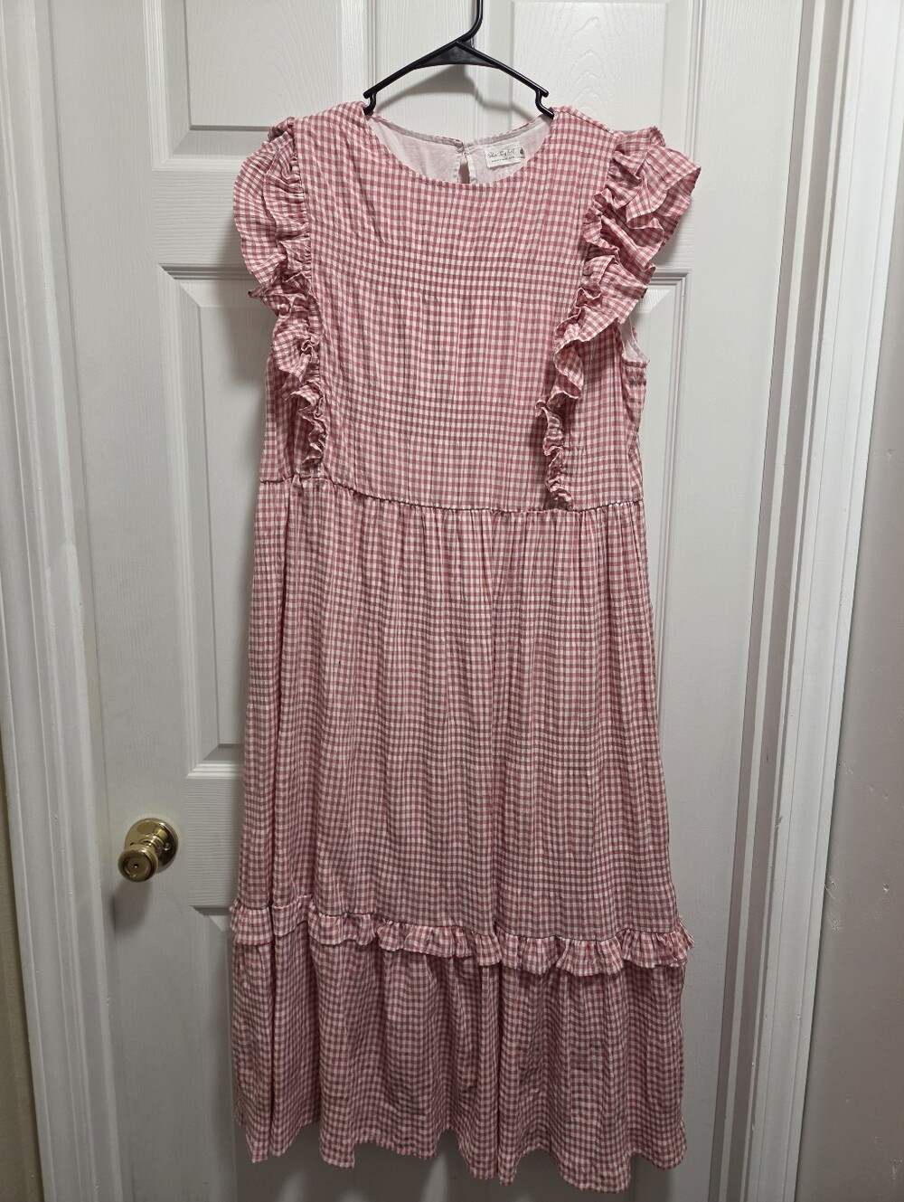 Shop The Mint Pink Gingham Ruffle Dress